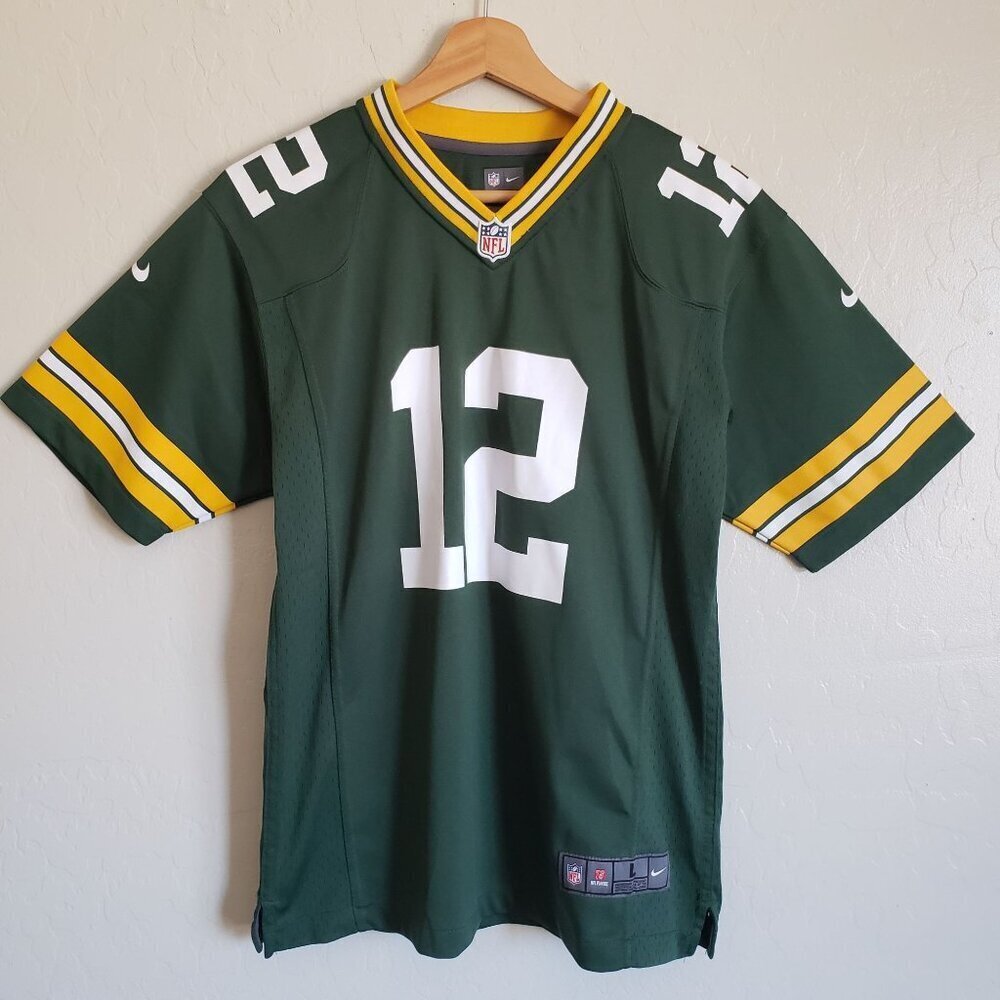 Nike On Field NFL Aaron Rogers #12 Jersey Green Bay Packers Sz Kid's Large 14-16